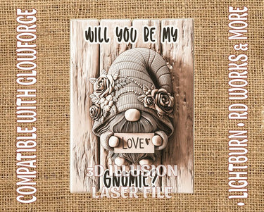 Love Gnome 3d illusion & laser-ready file - 3DWave.us